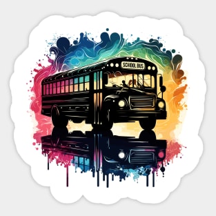 Artistic silhouette of a school bus Sticker